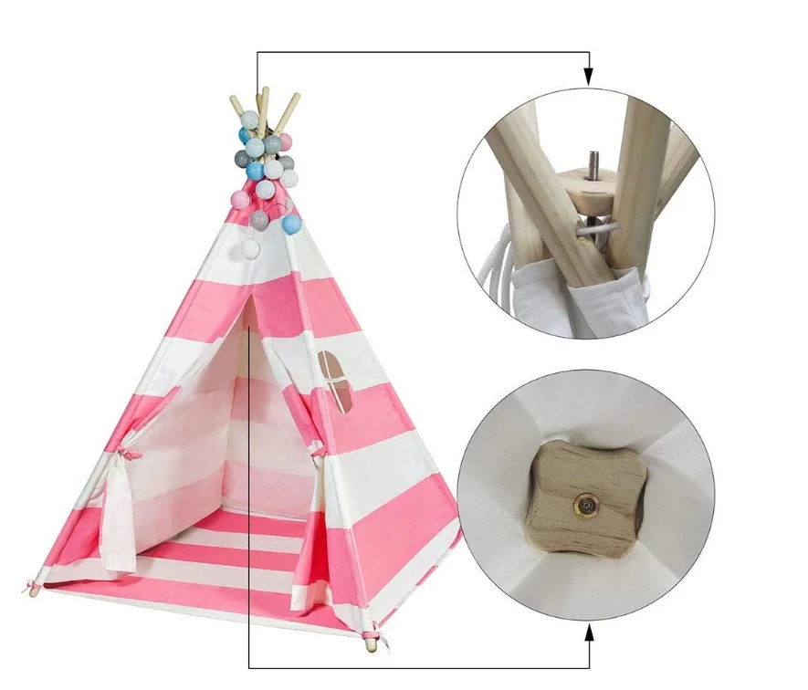 Ярко-розовый, 120x120x150 см, детский игровой домик, детский пляжный индийский тент, вигвам