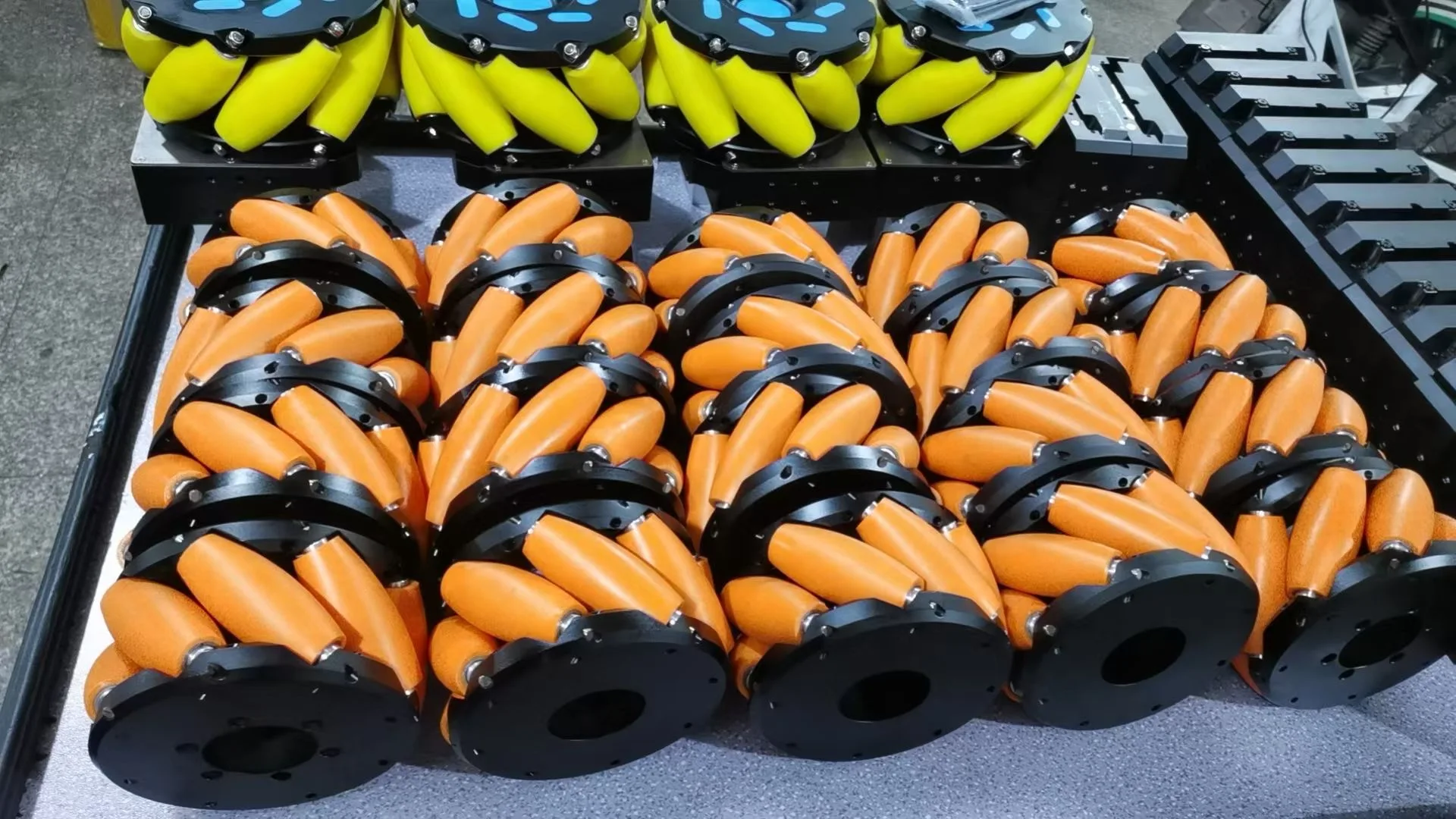 PU Coated Mecanum Wheel Set Low-Noise Omnidirectional Drive Wheels for Mobile Robots Anti-Slip Abrasion-Proof Custom Cutting details