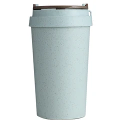 Coffee Mug 400Ml 12OZ Eco Wholesale Biodegradable Wheat Straw Bottle Double Coffee Cup With Lid