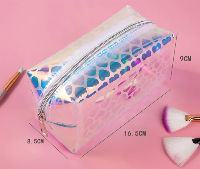 Custom Logo TPU Laser Colorful Travel Cosmetic Makeup Storage Bag With Zipper