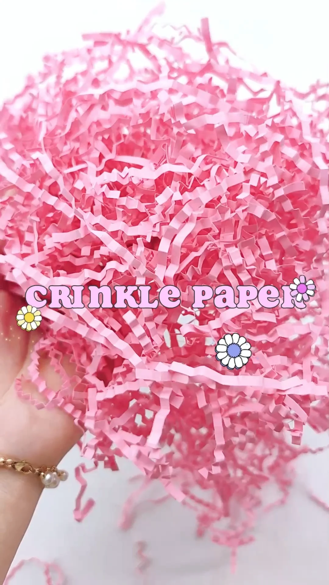 Custom Decorative Crinkle Cut Raffia Shredded Kraft Paper Pink Crinkle