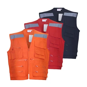 High Visibility Reflective Tape Workwear Safety Vest Multi Pocket Work Vest