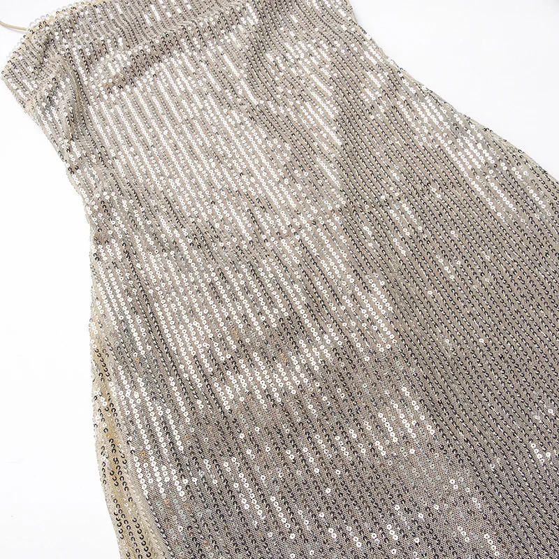 Women's Summer Sleeveless Sequin Slip Dress Glittering Design Three
