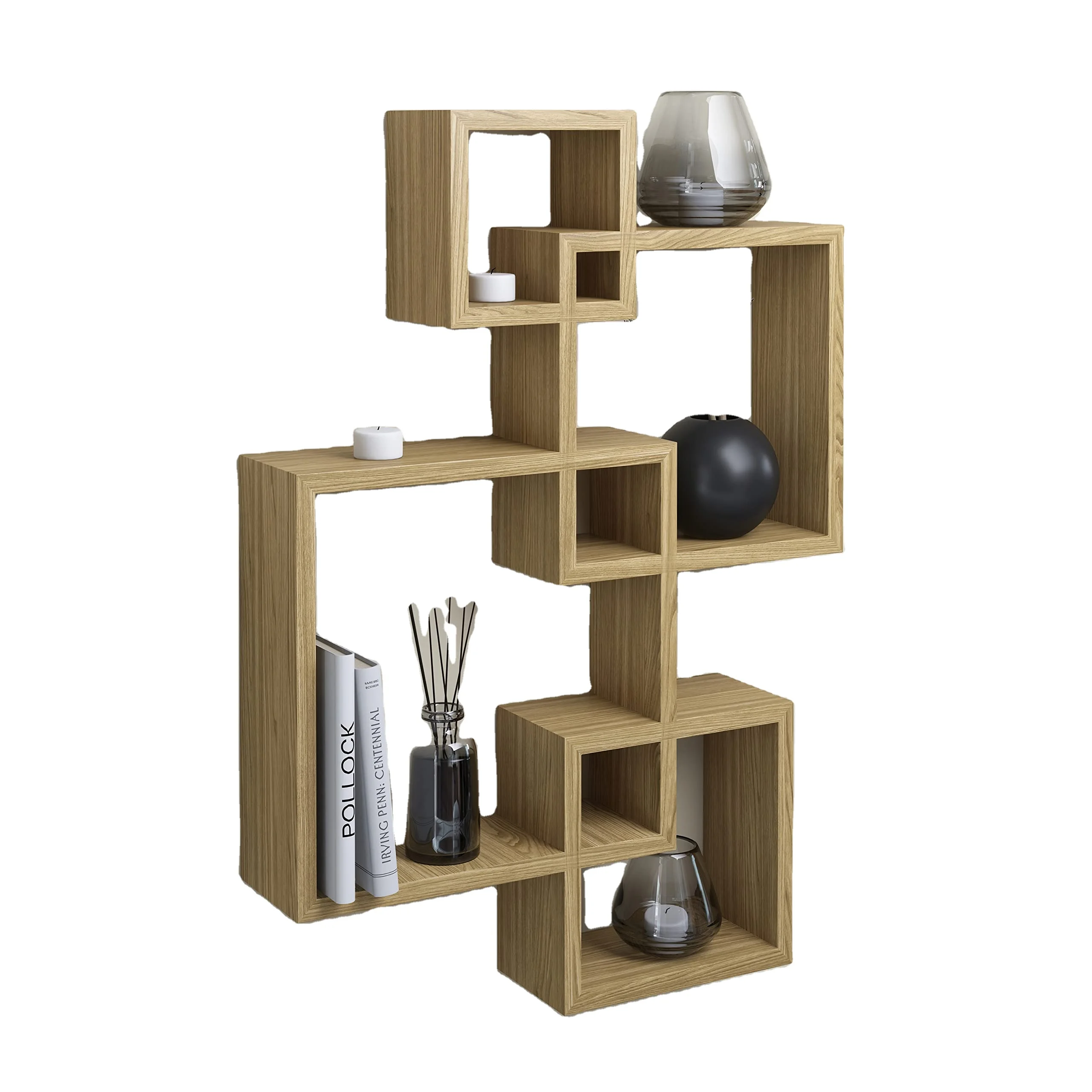 High Quality Rustic Custom Wood Storage Rack Wall Shelf Solid Wood Farmhouse Quare Rectangular Floating Wall Shelf
