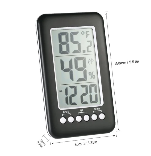 LCD Digital Thermometer Hygrometer Indoor Temperature Humidity Meter Alarm Table Clock