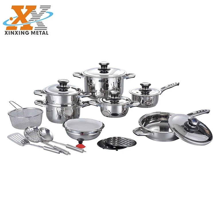 pinakamahusay na presyo kusina tuwid na hugis ng stainless steel cook set casserole cookware set