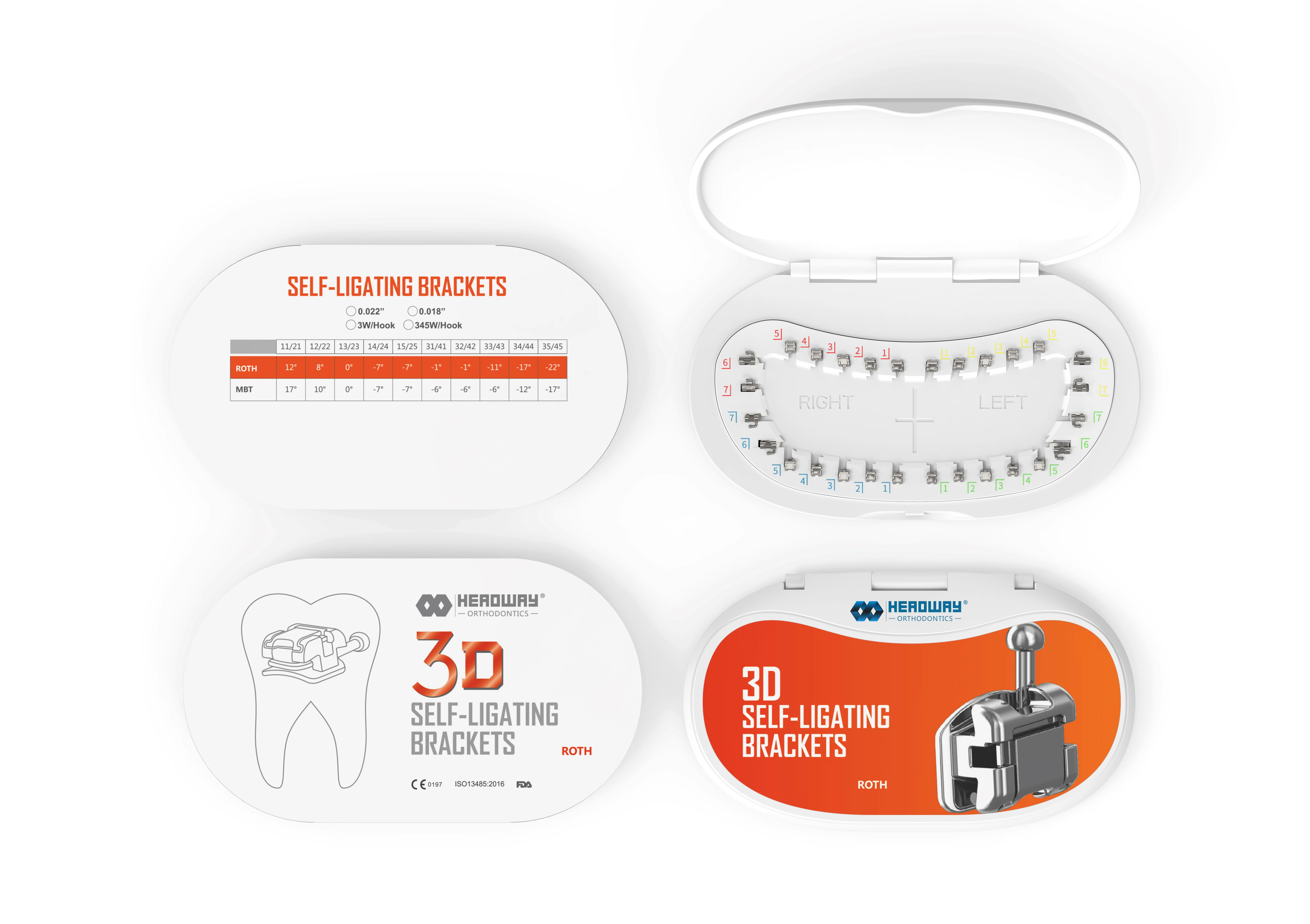Self-ligating Orthodontic Brackets 5 Boxes Of AZDENT - Roth .022