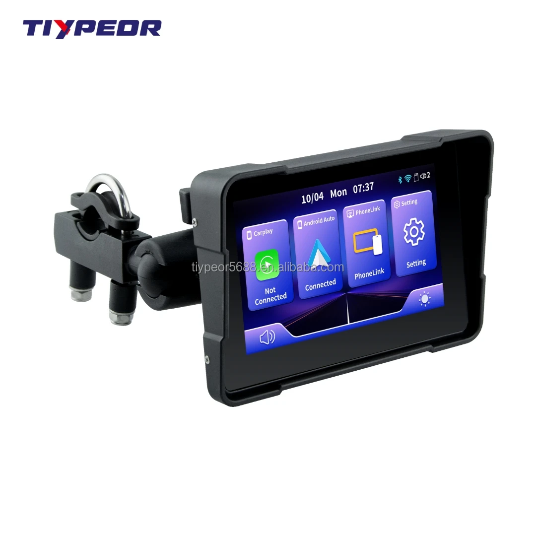 product tiypeor 5inch motorcycle gps navigation display screen wireless carplay android auto portable digital dashboard withdvr recorder-5