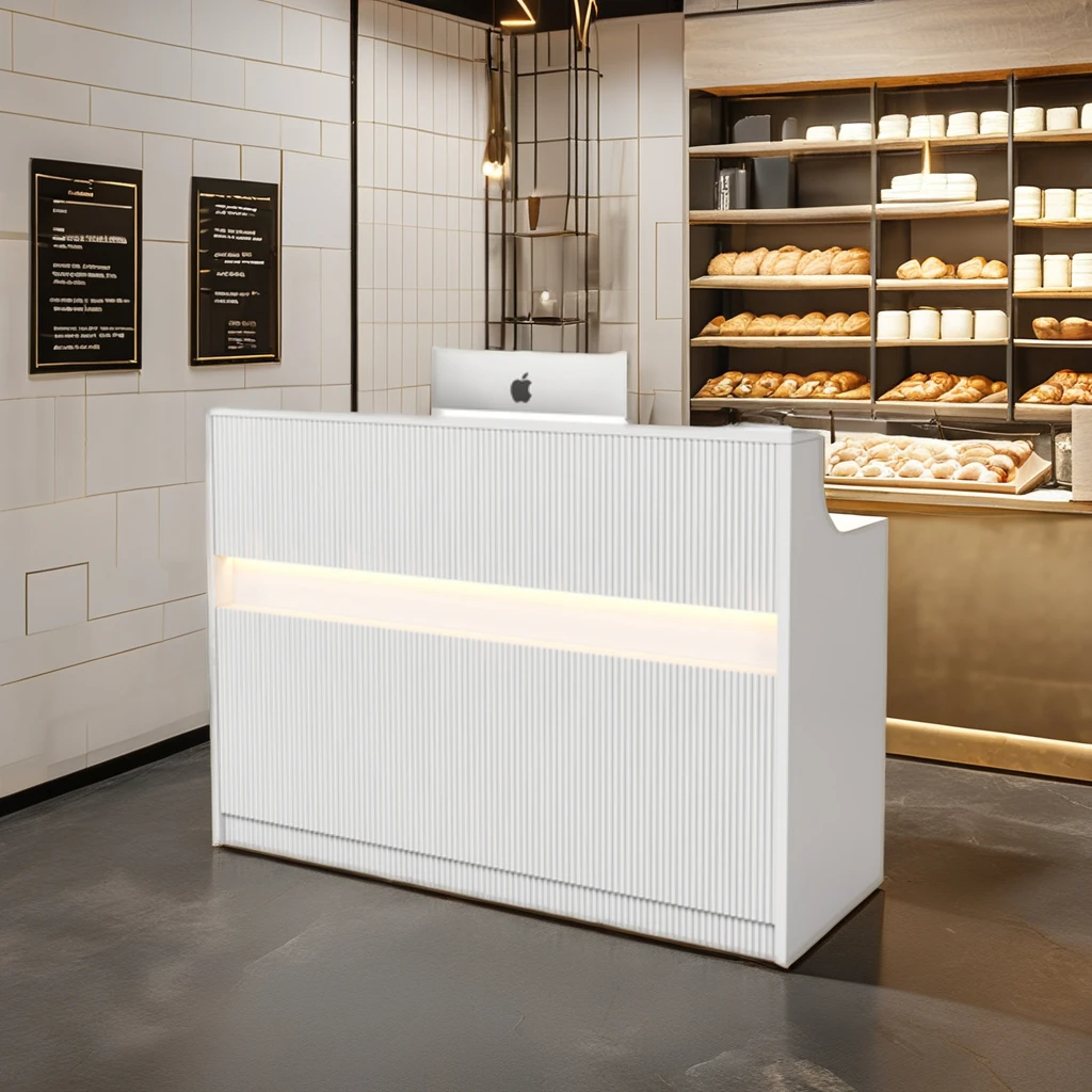 2025 Custom Modern Simple Bar Reception Small Store Front Desk Cash Register Baking Paint Beauty Small Salon Consultation Desk