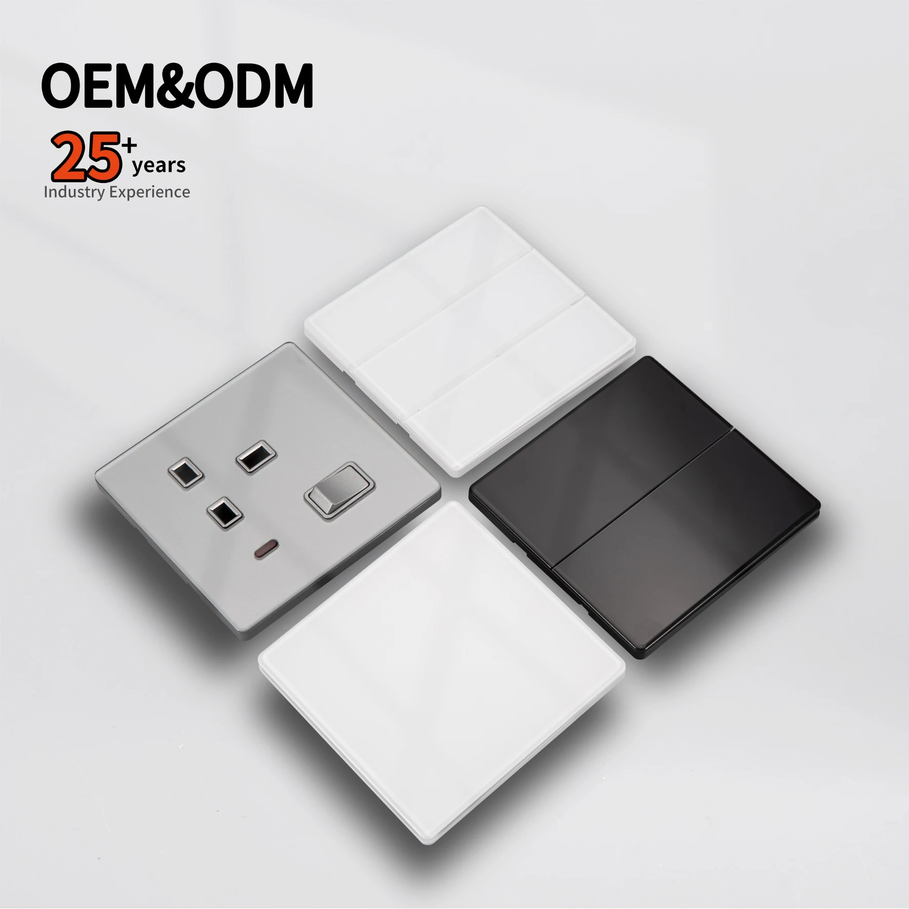 KLASS Color Glass Switches and Socket Big Panel Supper Thin Design Uk 2 Gang 2 Way Wall Light Switch 86 Type for Electric Switch