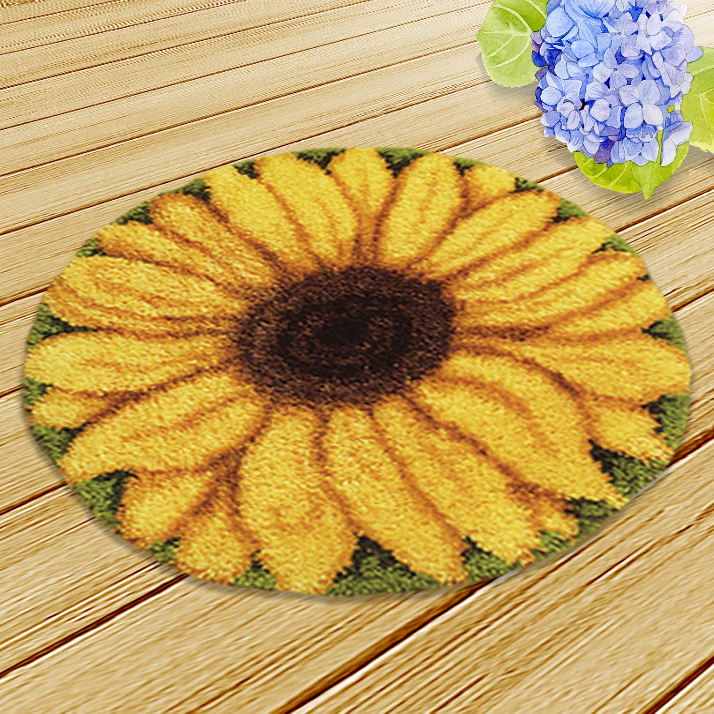 VEIROUSA Bee Sunflower Latch Hook Kit - 17x17 Inch Pillow Kit For Adults Beginners-917281