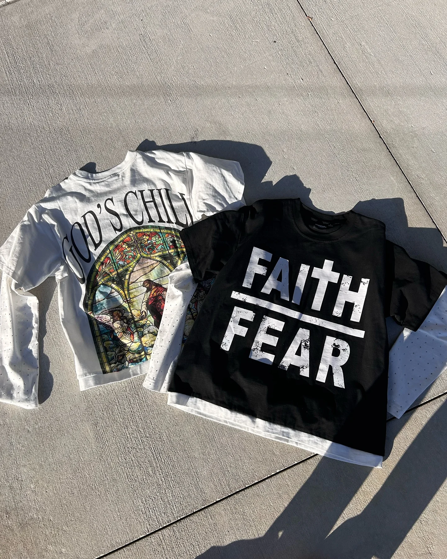 For Heavyweight Cotton Print Graphic Tee Boxy Double Layer Long Sleeve Men's Oversize Double Rhinestone Knitted Printed