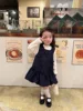 Navy blue bowknot vest dress