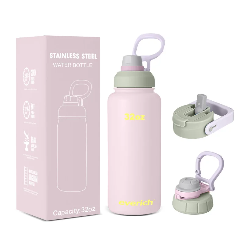 2025 Newest Spout Lid 32oz Summer Cool Vacuum Flask Stainless Steel Sports Water Bottle for Women Girls