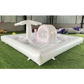 White ball pit inflatable obstacle course wet dry toddler splash water pool