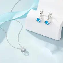 s925 silver fine jewelry jewelry sets women S925 sterling silver blue zircon jewelry set valentines day gift 2024