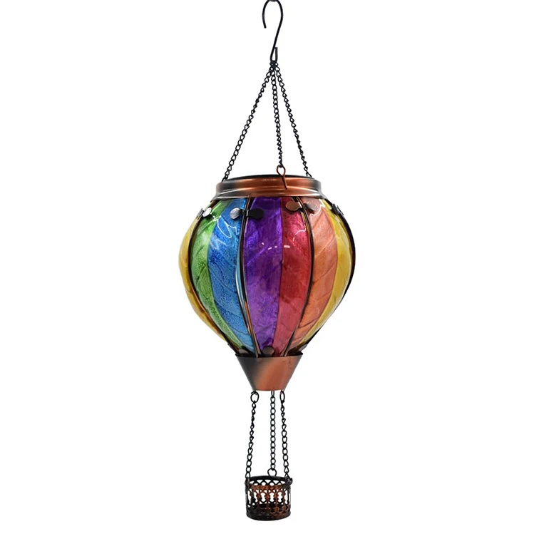 Hot Air Balloon Solar Lantern With Flickering Flame Hanging Solar ...