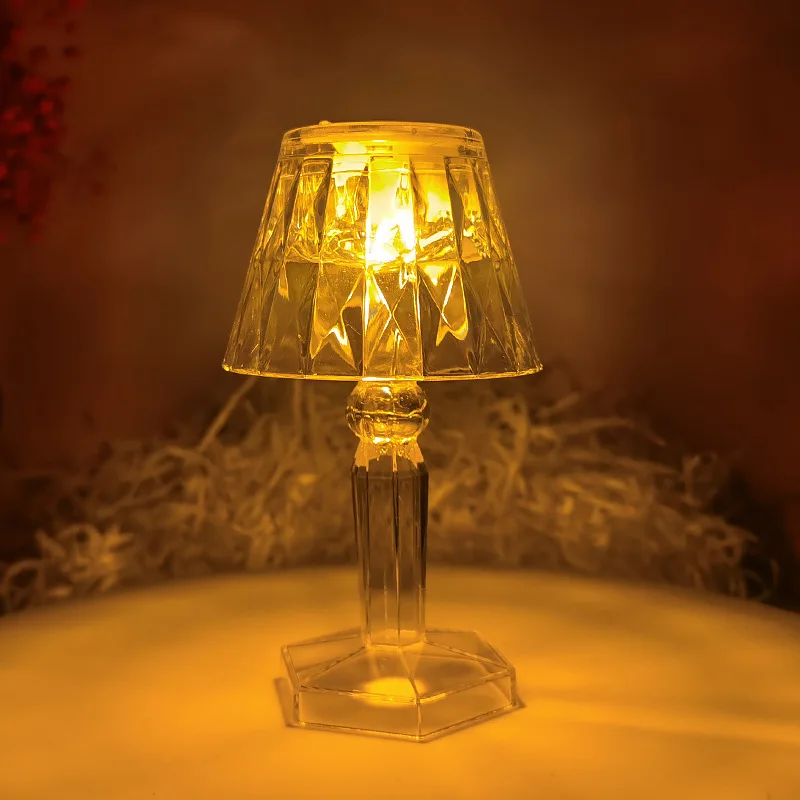 Mini Small Size Crystal Desk Lamp LED Transparent Acrylic Small