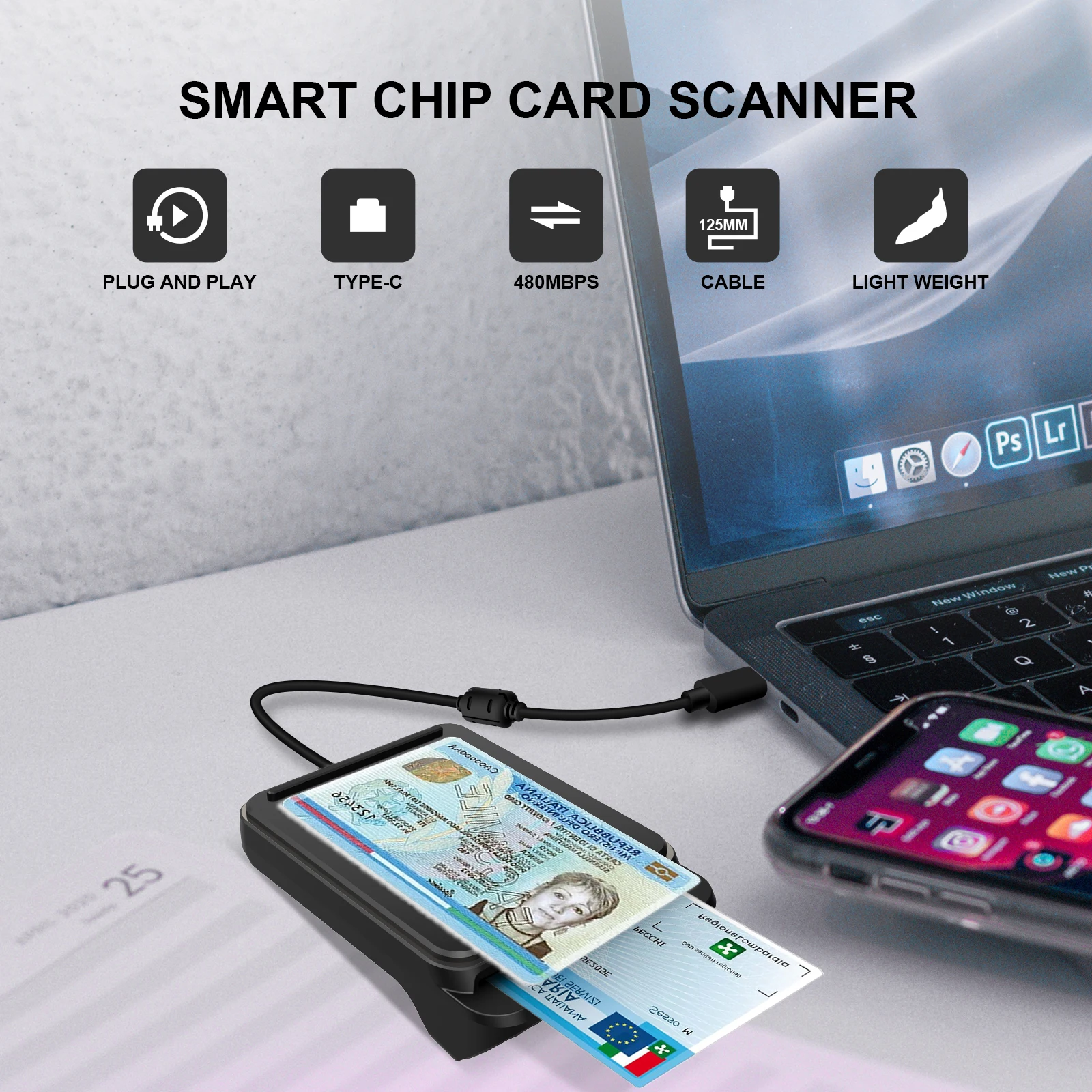 ZOWEETEK Mobile Card Reader Contactless NFC Smart Chip Reader with Type-C Interface OEM/ODM OTG Payment