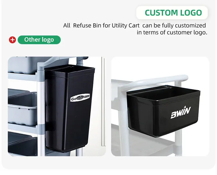 Food service black trash can refuse bin siliverware bin for utility bus cart details