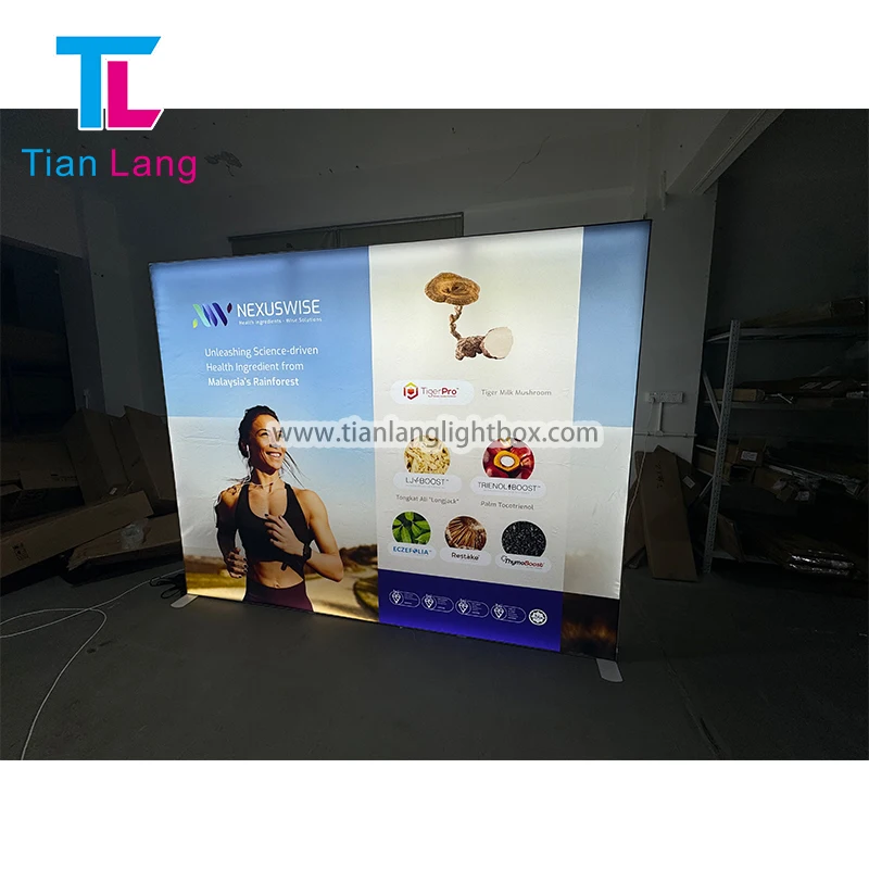 Оптова продажба Бързо Монтиране 10x20ft Поп-up Светен Задник SEG Търговска Изложба Стойка Експозиционно Оборудване Рекламна Светеща Кутия