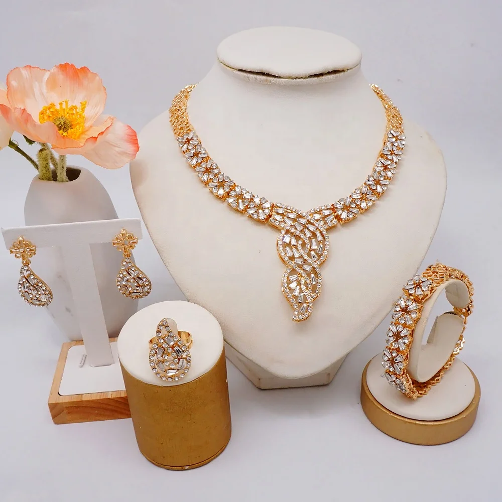 GDJWRI BJW129 luxo casamento mulheres diamante conjuntos colar moda jóias  definido para a mulher, image size:1000x1000