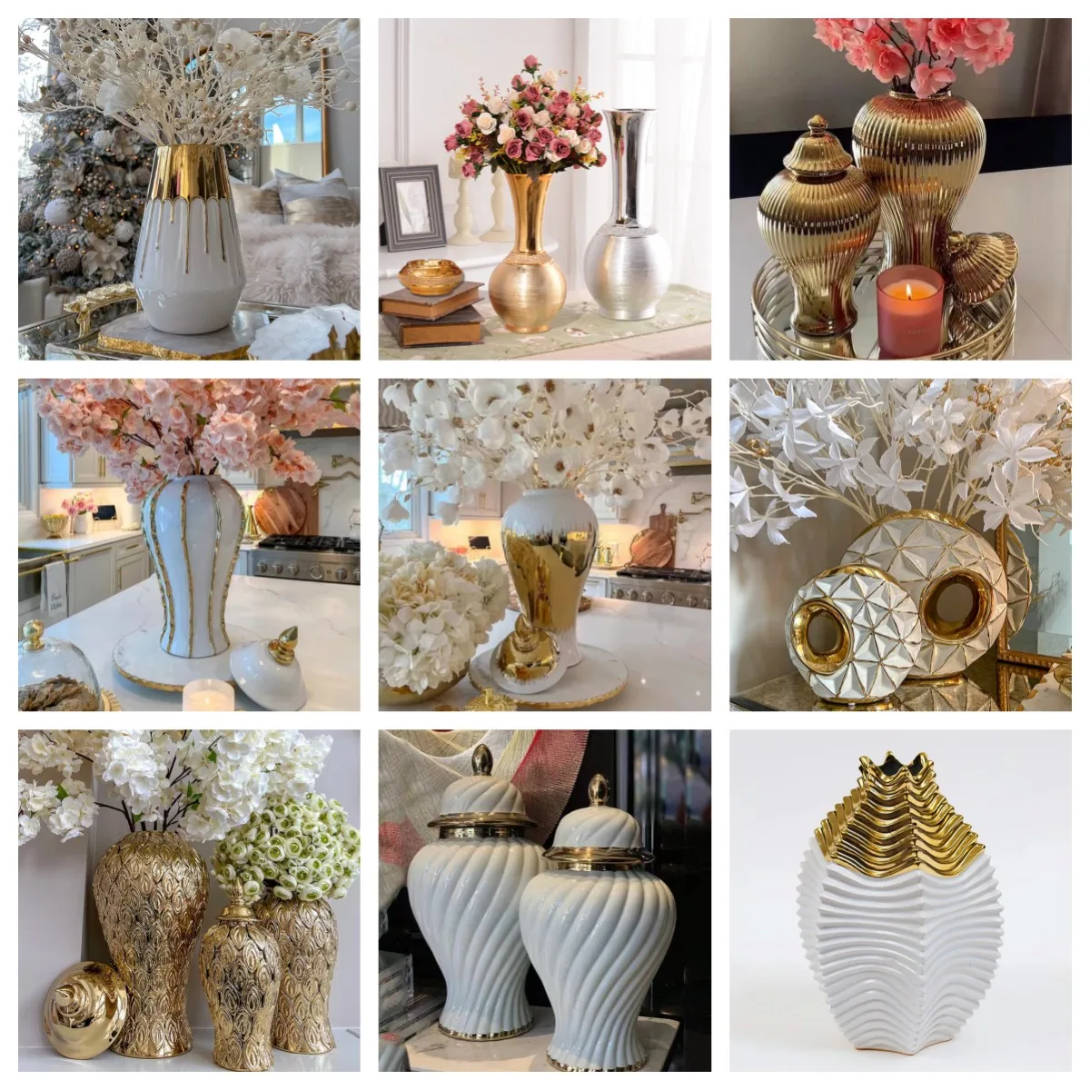 Modern White Elegant Ceramic Vase, Decorative Dried Flower Arrangement ...
