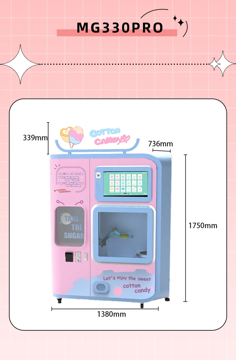 Full Automatic Commercial Cotton Candy Vending Machine Selfservice