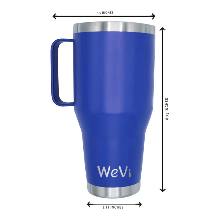 Zak! 30 Oz. Stainless Steel Tumbler with Handle Lid and Straw Blue