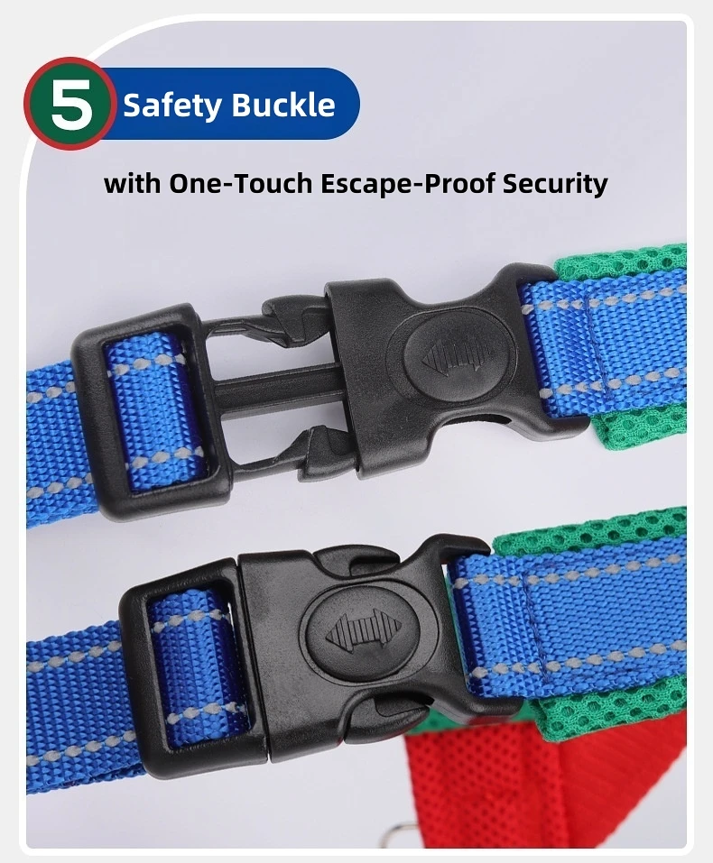 Fashionable Reflective Saddle Harness for Dogs Wide Polyester Color-Block Webbing No-Pull Design Comfortable Padded Chest Plate