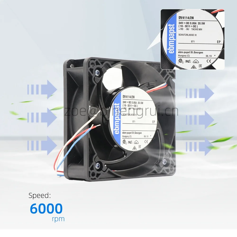 EBM-PAPST DV4114/2N 12038 24V DC Axial Cooling Fan - 20.5W, 850mA