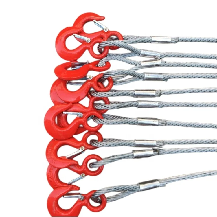 Lifting Sling Two Leg Bridle Steel Wire Rope Cable Sling with Hook High-Strength Industrial Use