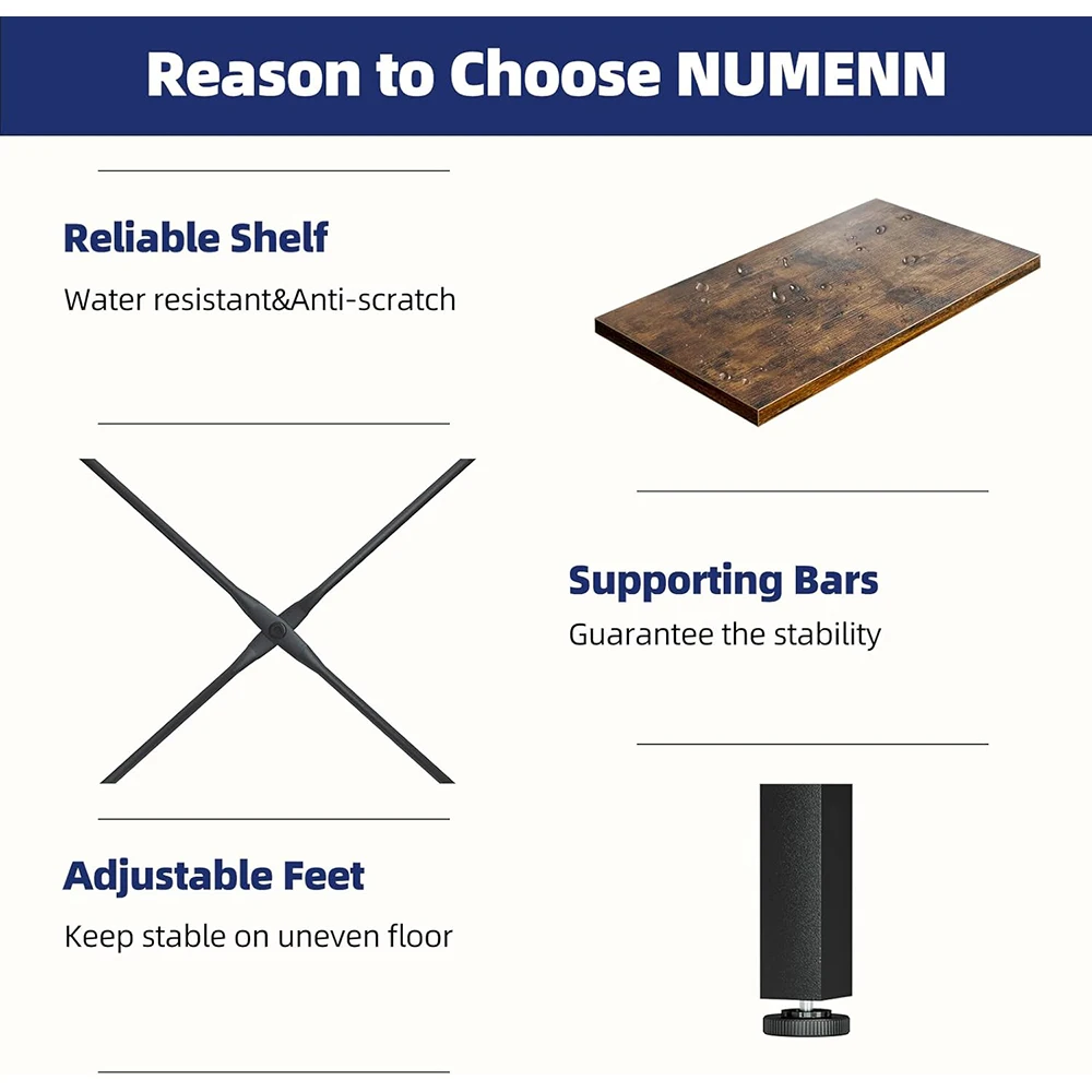 product nu deco mh26017 triple column 5 tier adjustable rustic industrial modern bookshelf 14 open display shelves for bedroom living-3