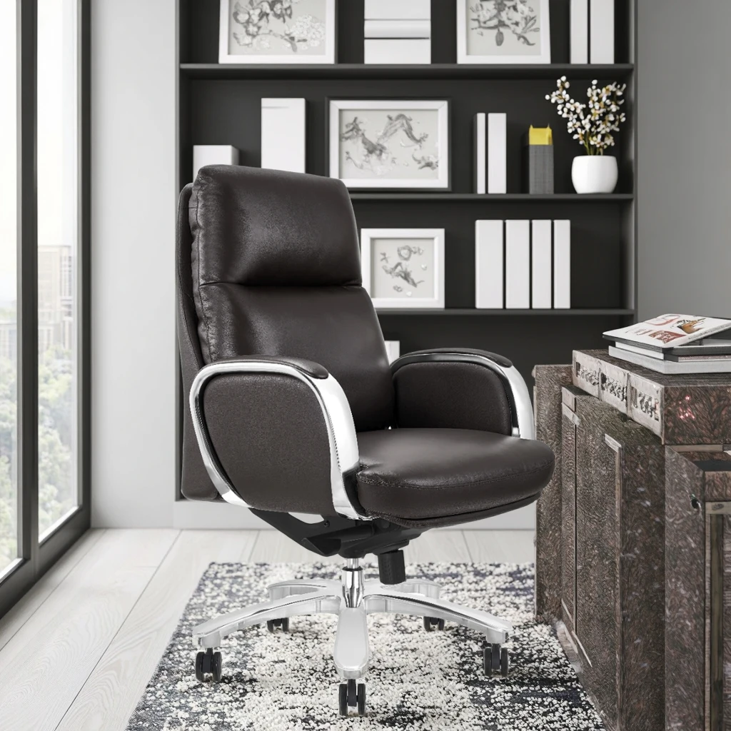 Luxury Managers Office Chair Memory Foam Padding Tilt Lock System Breathable Leather 5