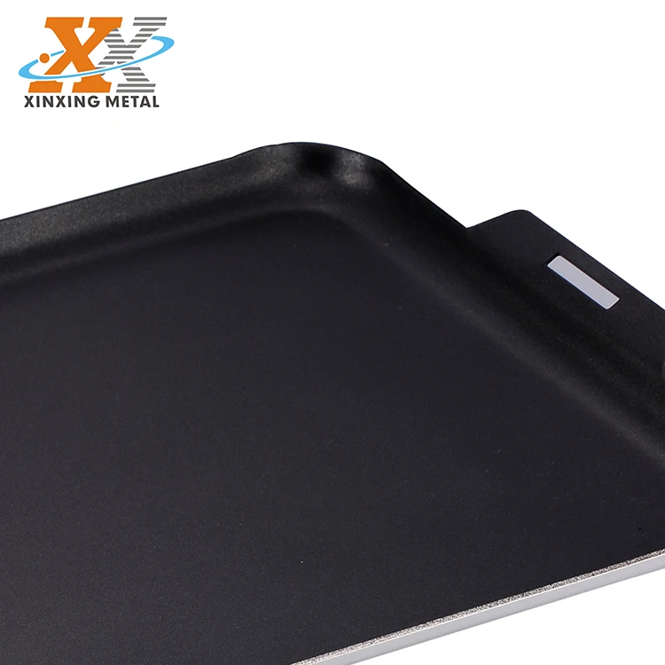 High Quality Camping Cookware Black Non Stick Aluminum Flat Grill Pan supplier