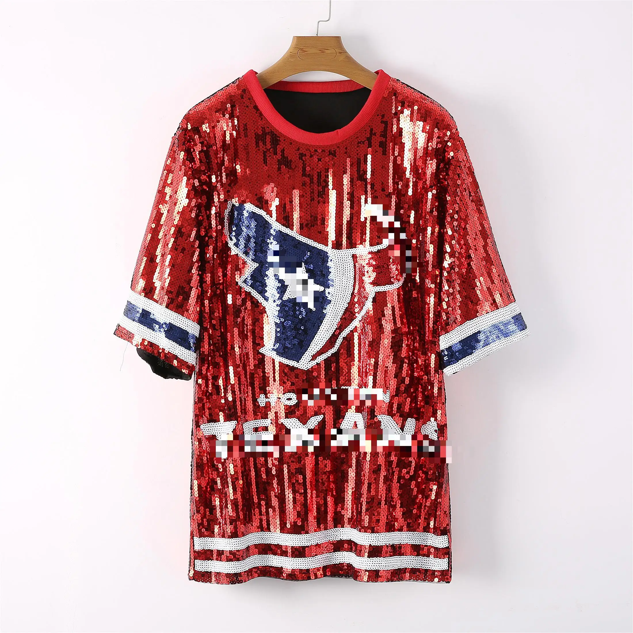 Sequin Jersey Dress - Red White Blue Sequin Jersey Dress for Houston Attire  Texan