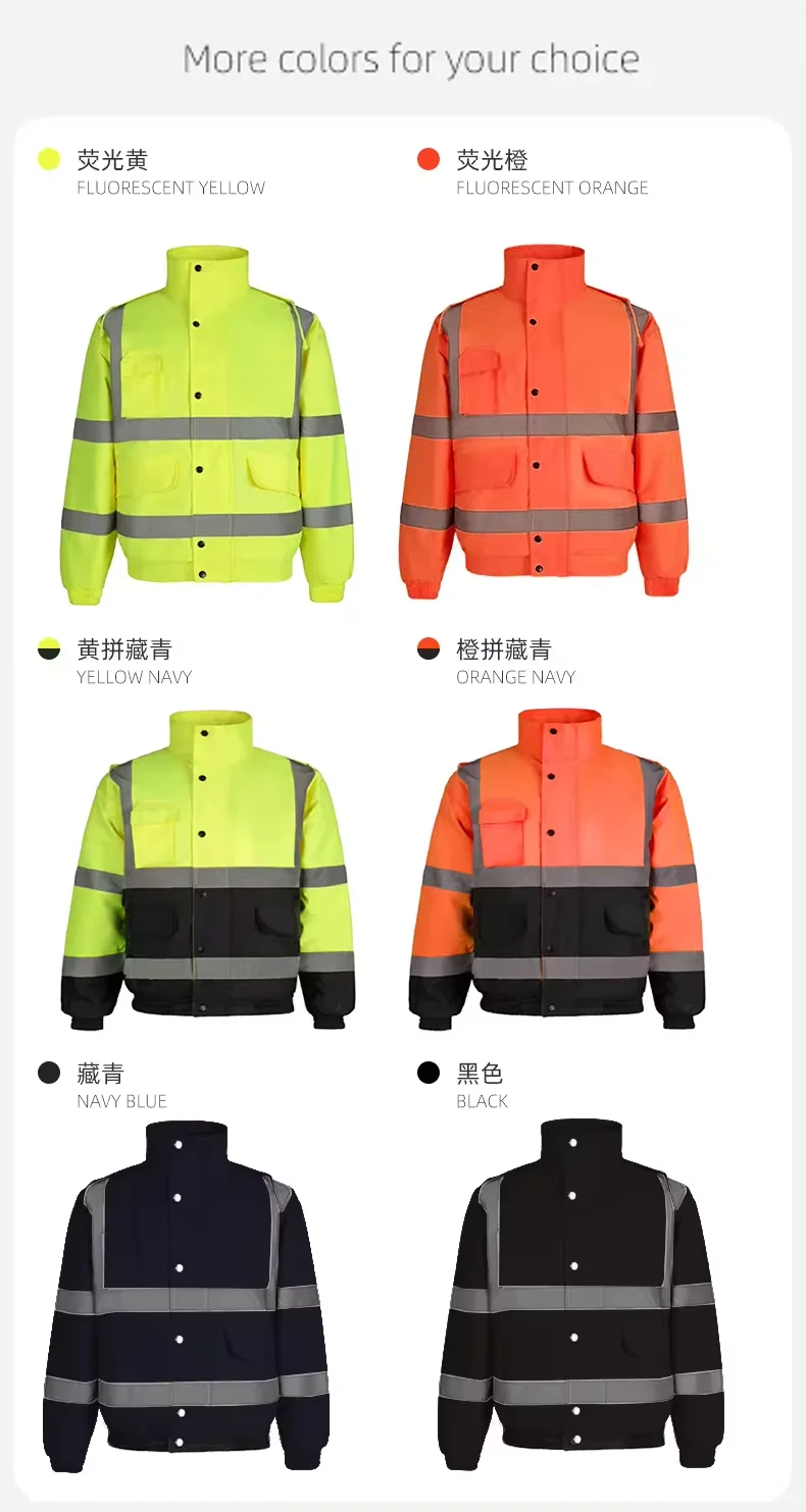 Wholesale Custom Waterproof High Visibility Long Sleeve Night Work Cotton Jacket Men Winter Reflecti
