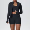 Black  jacket+shorts+bra