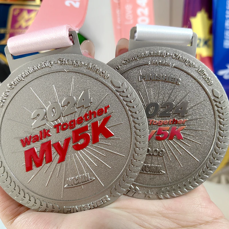 Factory Direct Custom Metal Souvenir Medals Modern Style 5km 10km Half Marathon Running Award Medal with Ribbon details