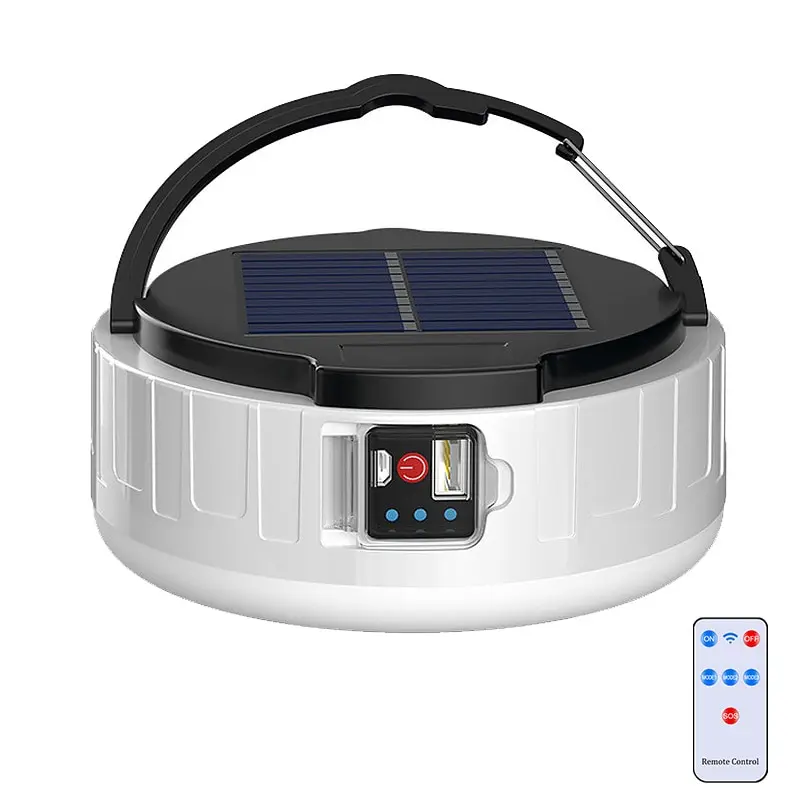 LED Solar Camping Lantern Portable Waterproof Solar USB Rechargeable Remote Control Indoor Outdoor Emergency Light Camping Light factory