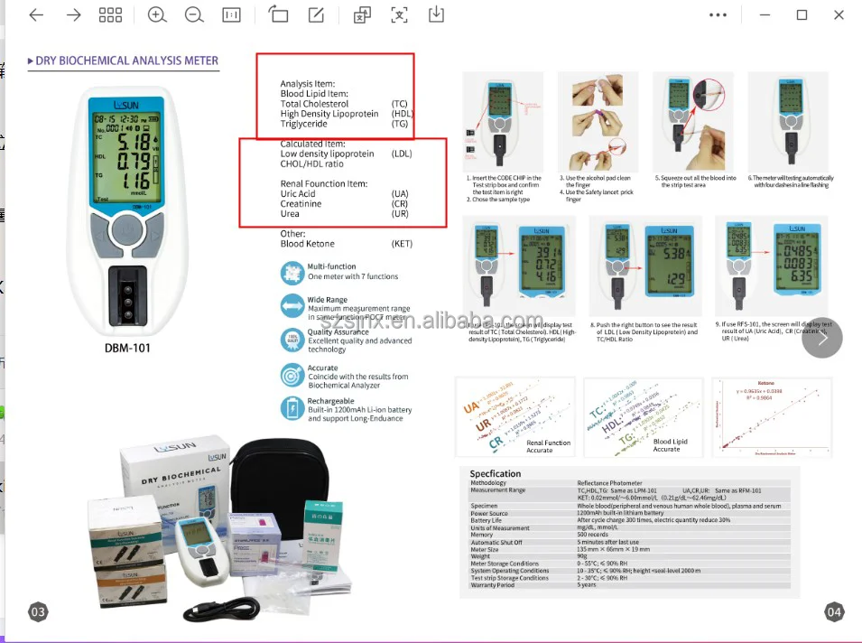 7 in 1 Biochemical Blood Testing Equipment for Creatinine, Uric Acid ...