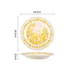 จานลายดอกไม้ 10 นิ้ว - สีขาวเคลือบครีมลายดอกเรป