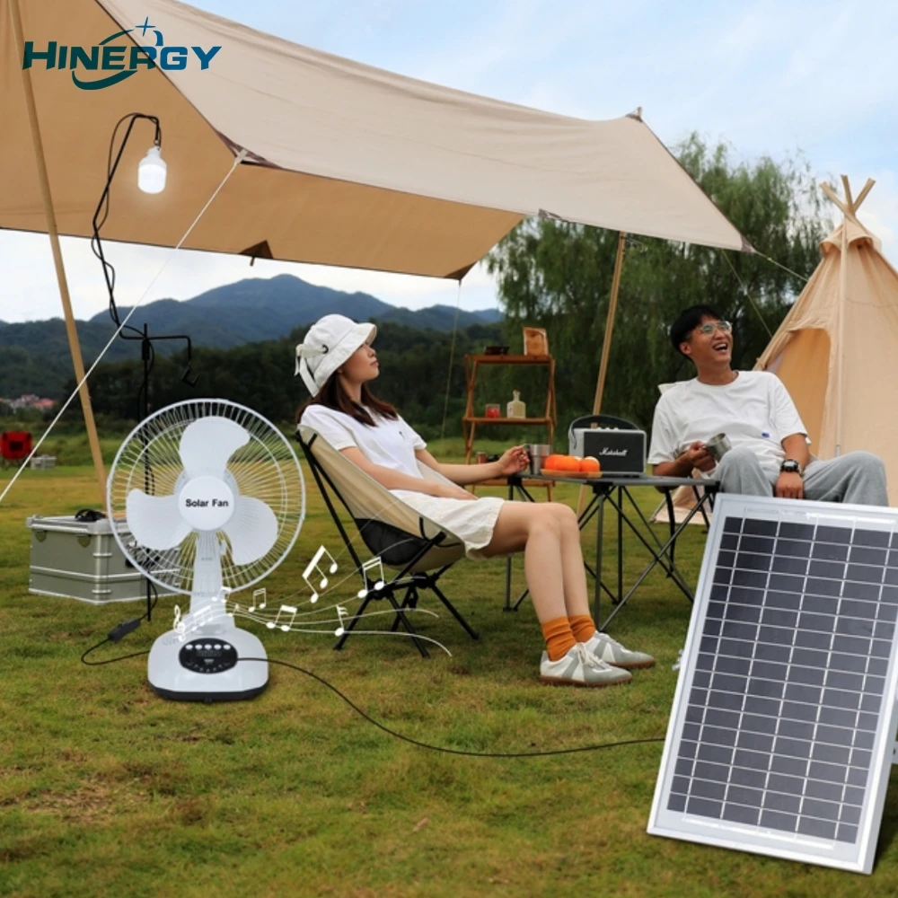 Wholesale 12 Inches Brushless Rechargeable LED Light Solar Fan with Multi-Function Music Competitive Price