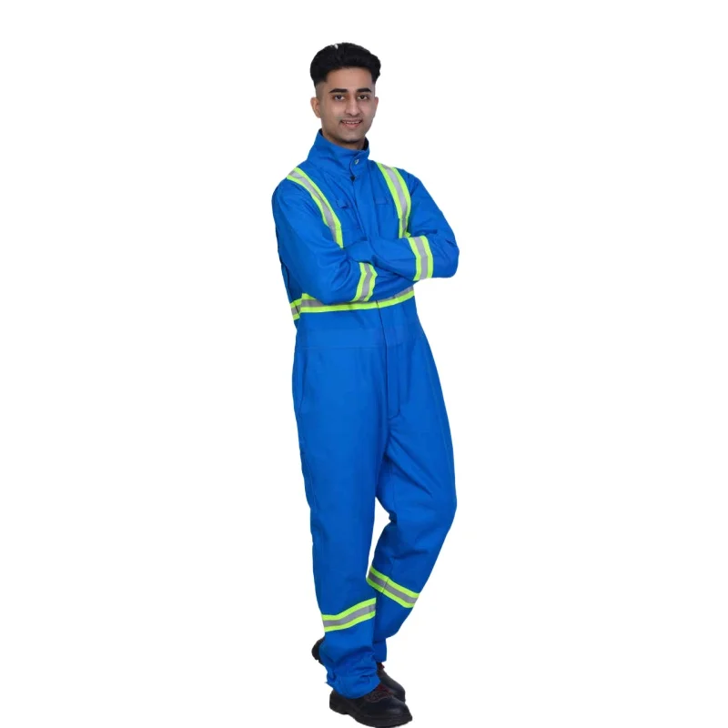 2021 Novos estilos azul segurança trabalho industrial macacão reflexivo hi vis engenharia construção macacão roupas de trabalhador frc