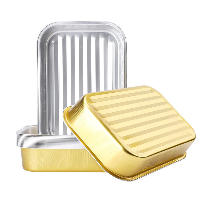 C3500 Large Square Gold Disposable Oven Tray Baki Timah Tebal 3500ml Aluminium Foil untuk Makanan dan Baking Kue Panggang PP Plastik