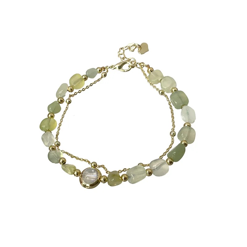 INS Style Summer Gold Plated Bracelet Natural Stone Beaded Bracelet for Women Jewelry