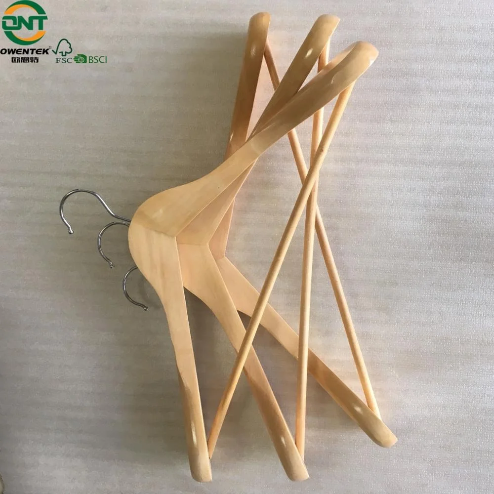 Premium Custom Logo Dark Walnut Stylish Luxury Wooden Coat Suit Jacket Clothes Hanger for Display