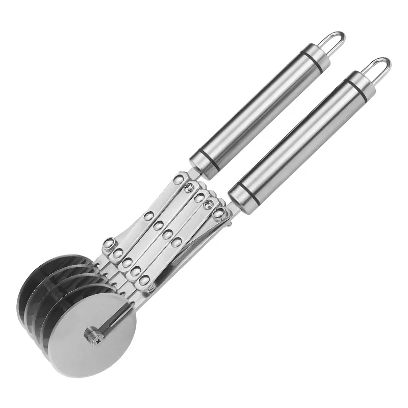 5 Wheel Pastry Cutter with Handle Stainless Steel Double Cutter Adjustable Pizza Slicer Multi-Round Dough Cutter Roller