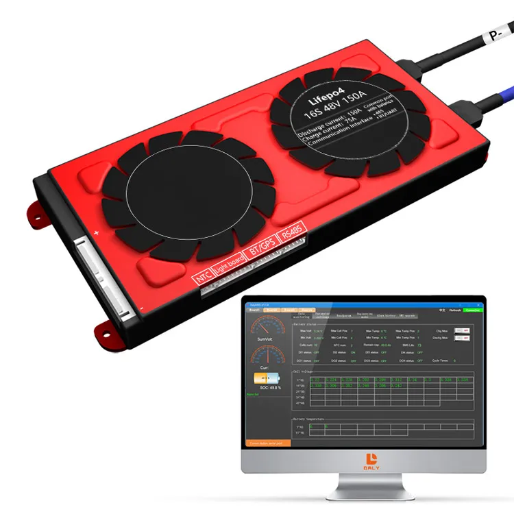 Manufacture Common Port With UART Or RS485 And CAN Communication BMS For 16S 48V 100A Lifepo4