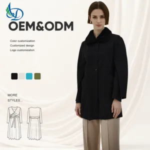 Winter Women's Long Sleeved Woolen Coat with Lapel Button Decoration